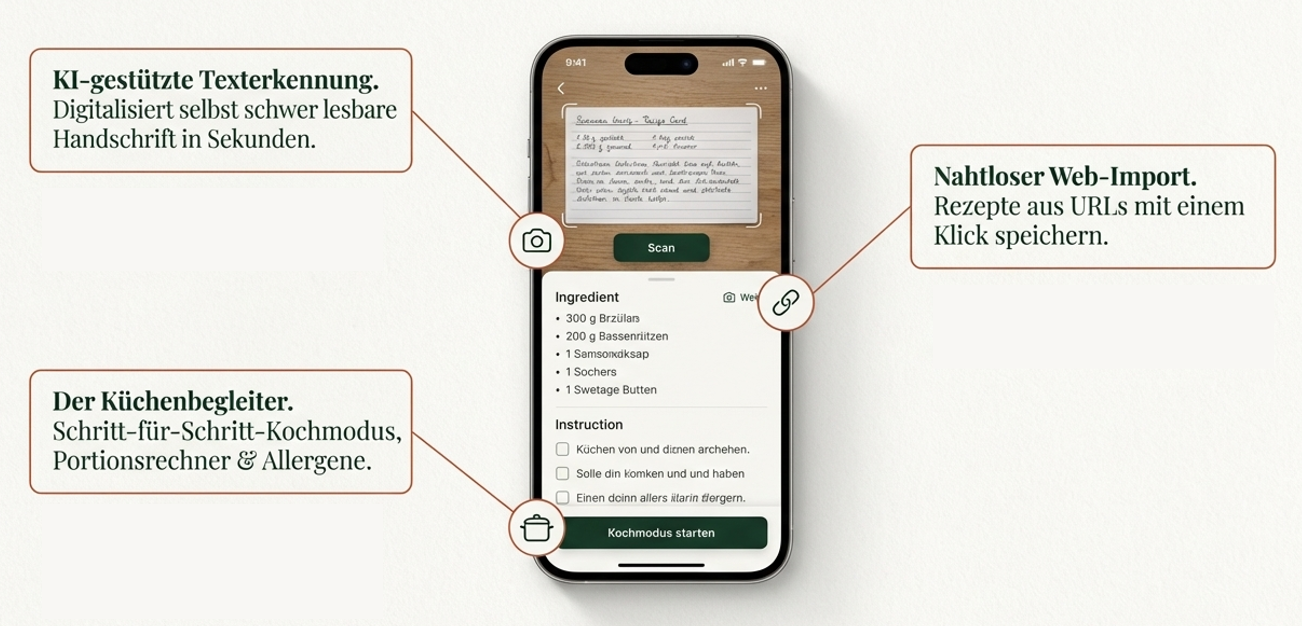 Cooqio App – KI-Texterkennung, Web-Import und Kochmodus