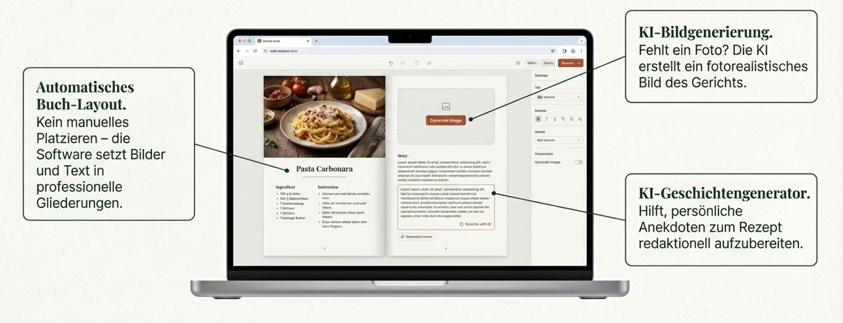 Cooqio Studio – automatisches Layout und KI-Funktionen